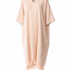 Lauren Manoogian Peach V-Neck Maxi Dress with Fringe Kaftan